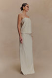 Casey Linen Embroidered Maxi Skirt Natural