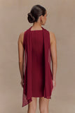 Skyler Suiting Embroidered Mini Dress Wine