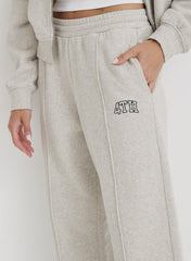 Grey Wide Leg Fourth Embroidered Jogger