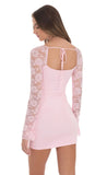 Floral Lace Long Sleeve Dress in Pink