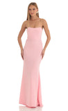 Mermaid Strapless Corset Maxi Dress in Pink