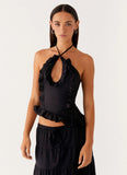 Mariella Linen Top Black