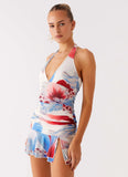 Starlit Night Mini Dress Deep Sea Bloom