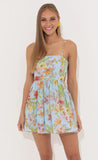 Floral Chiffon A line Dress in Blue