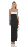 Two Toned Frill Maxi Dress in Black and White