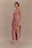 Virginia Suiting Embroidered Midi Dress Burnt Rose