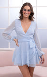 Ruffle Wrap Dress in Baby Blue