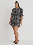 Black Curve Open Back Sequin T Shirt Dress