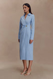 Mikaila Asymmetric Shirt Dress Blue