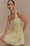 Sharon Scuba Jersey Mini Dress Pastel Lemon