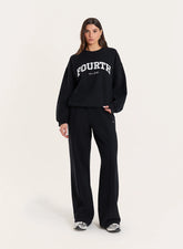 Black 4th Wide Leg Branded Joggers