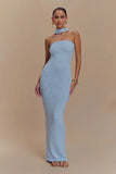 Andrea Strapless Knit Maxi Dress Light Blue