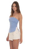Strapless Double Slit Top in Blue