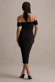 Selvina Black Cut Out Halter Neck Midi Dress