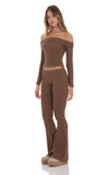 Knitted Flare Pants in Brown