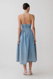 Miller Denim Halter Midi Dress Classic Blue