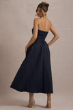 Annalise Navy Bandeau Skater Midi Dress