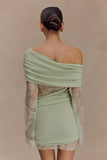 Luxie Lace Knit Mini Dress Pastel Green