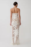 Mandie Hand Crochet Asymmetrical Maxi Dress White