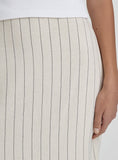 Beige Striped Linen Maxi Skirt