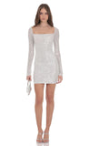 Sequin Long Sleeve Dress in Silver