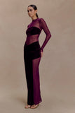 Davina Velvet And Mesh Maxi Dress Purple