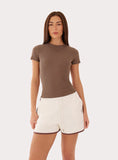 Brown Ribbed Branded Cotton Baby Tee