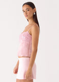 Siren Beaded Sequin Top Pink