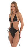 Sequin O Ring Monokini in Black