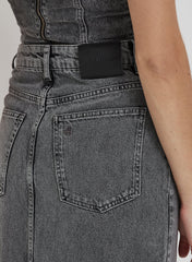 Washed Grey Denim Midaxi Skirt