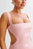 Adoria Sequin Cut Out Maxi Dress Pale Pink