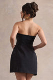 Anniston Black Bandeau Tailored Buttoned Mini Dress