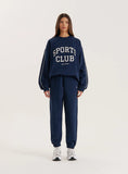 Navy Slogan Relaxed Oversized Sweatshirt