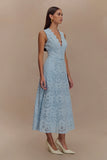 Arla Broderie Midi Skirt Pale Cornflower Blue