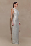 Magnolia Sleeveless Diamante Maxi Dress Silver