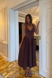 Angelina Scuba Halter Midi Dress Chocolate