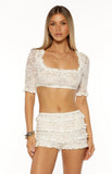 My Love White Lace Short Sleeve Crop Top