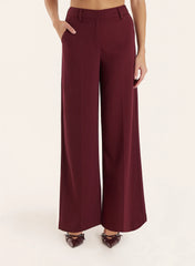 Burgundy Tailored Wide Leg Trousers