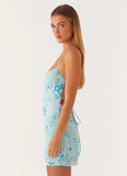 Vietta Sequin Cami Micro Mini Dress Blue