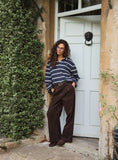 Navy And White Thin Striped Rugby Top