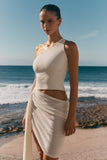 Cali Drape Skirt Knit Mini Dress Ivory