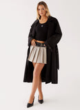 Frenchy Oversized Trench Coat Black