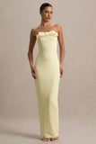 Hallie Lemon Bandeau Maxi Dress With Bow Detail