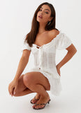 Hundred Percent Puff Sleeve Top White