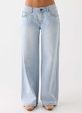 Neo Low Rise Wide Leg Denim Jeans Light Blue Wash