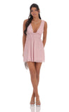 Crinkle Shimmer A line Dress in Pink