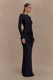 Louisa Long Sleeve Slinky Maxi Dress Black