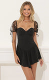 Crepe Fit and Flare Dress in Black