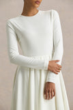Bellamy Cream Crew Neck Long Sleeve Midi Dress