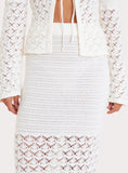 Cream Crochet Drop Waist Maxi Skirt